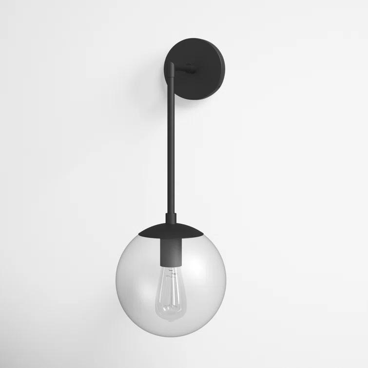 Nathanson Single Light Glass Dimmable Armed Sconce
