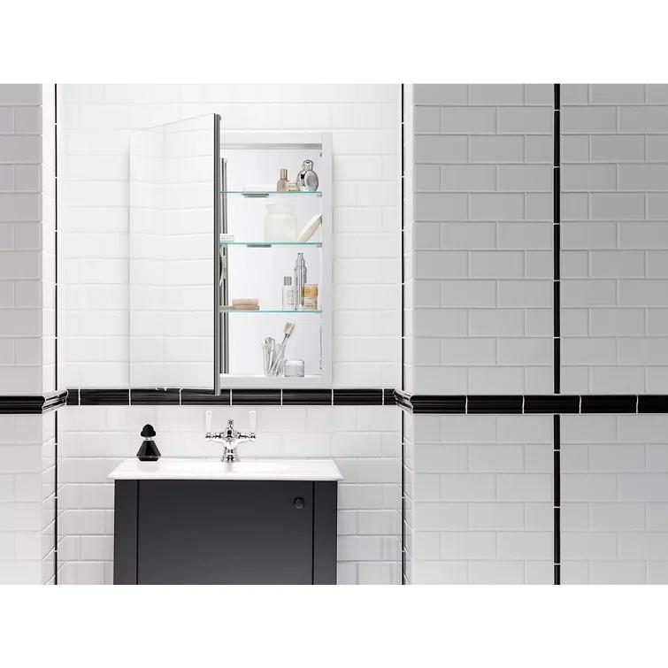 Verdera® Recessed or Surface Mount Frameless Medicine Cabinet with 3 Adjustable Shelves