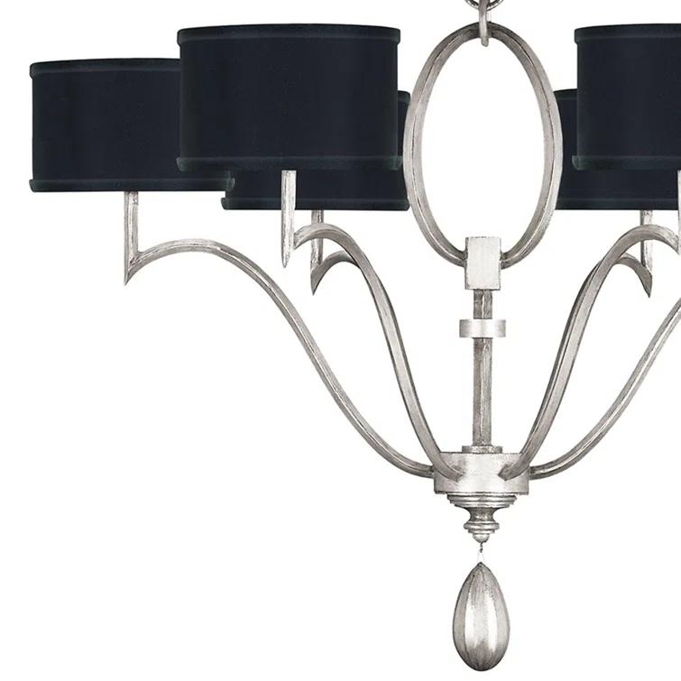 Allegretto 39" Black and Silver Leaf Drum Chandelier