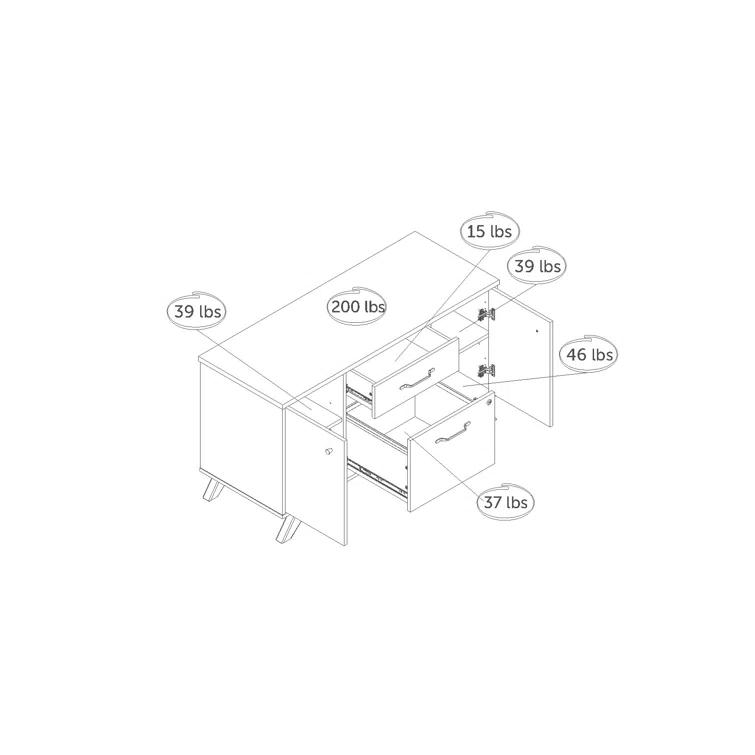 Kauan 47.75'' Wide 2 - Drawer Filing Credenza