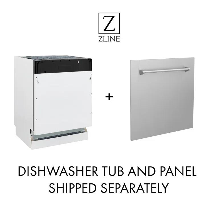 ZLINE 24 in. Tallac Series Tall Tub Dishwasher in Custom Panel Ready W/ Stainless Steel Tub, 51dBa
