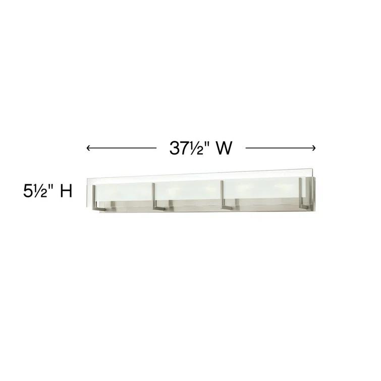 Latitude Sleek 6-Light Brushed Nickel Outdoor Bath Bar with Clear Etched Glass