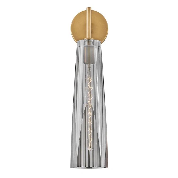 Cosette Single Light Wall Sconce w/ Thick Crystal-Cut Shade & On/Off Switch