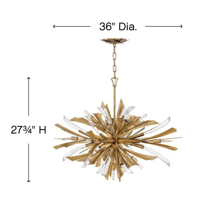 Vida 36" Thirteen-Light Modern Horizontal Hanging Chandelier w/ Crystal Accents