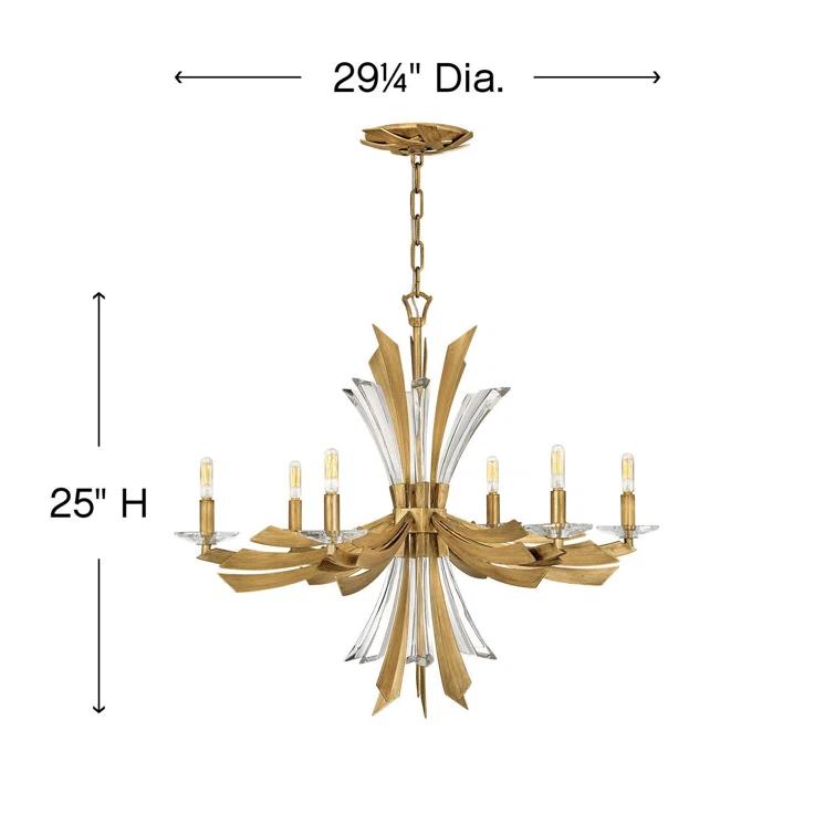 Fredrick Ramond Vida 29.25" Six-Light Single Tier Candle Chandelier w/ Crystal Accents