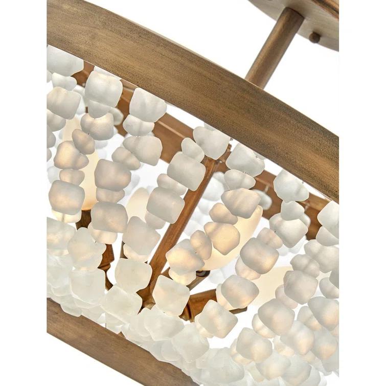 Dune Four-Light Hand-Strung Sea Glass Semi-Flush Mount Ceiling Light