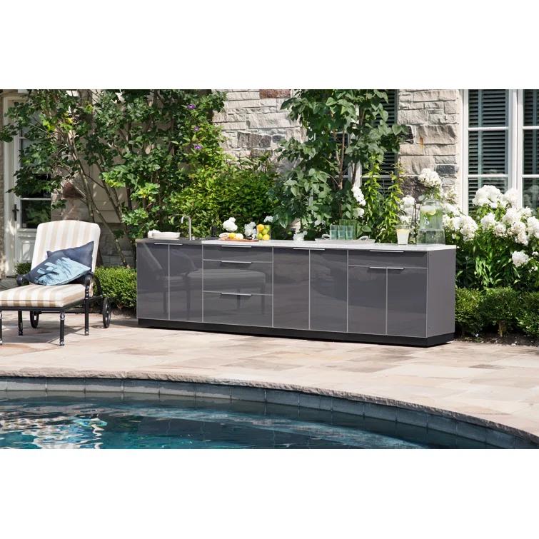 Outdoor Kitchen Aluminum 5 Piece Cabinet Set with 40 in. Liquid Propane Gas Performance Grill