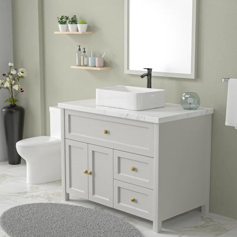 Mocoloo 19" L x 15''W Ceramic Bathroom Sink Rectangular Vessel Sink with Faucet