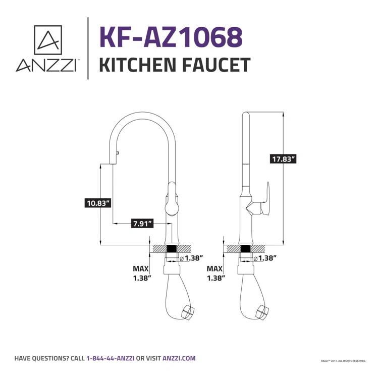 ANZZI KF-AZ1068BN ANZZI Cresent Series Pull Down Kitchen Faucet