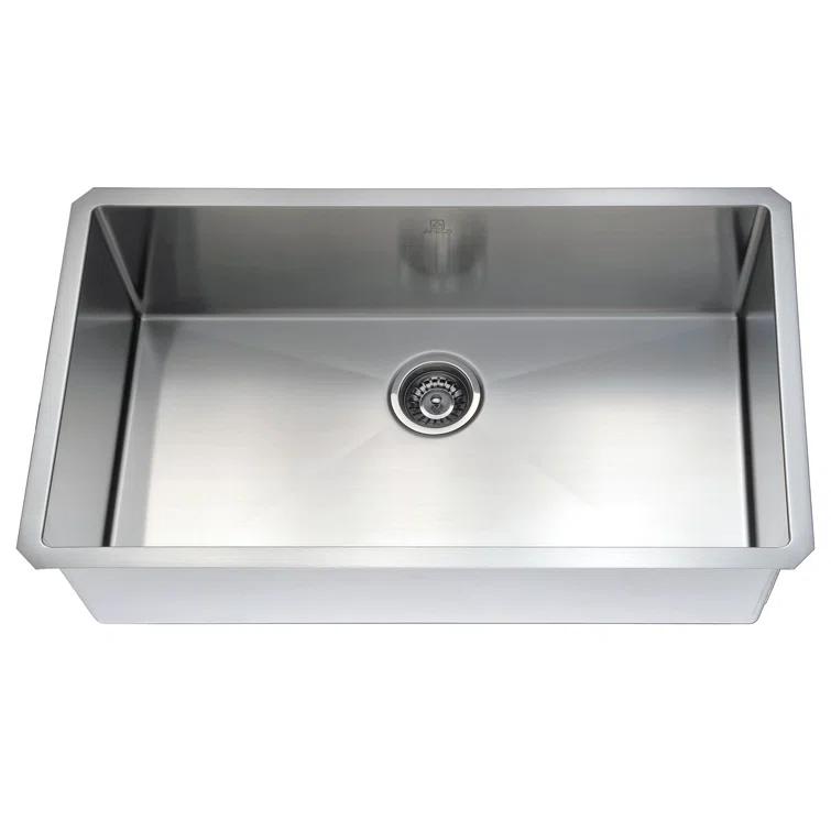 Vanguard 32.75'' L Undermount Single Bowl Stainless Steel Kitchen Sink