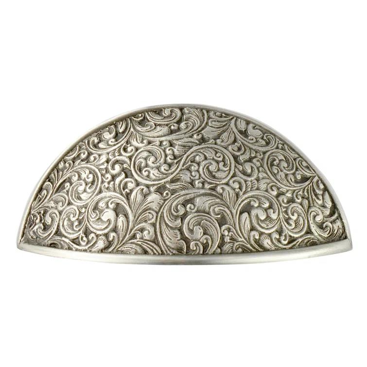 Antique Pewter Traditional Cup Pull with Intricate Swirls