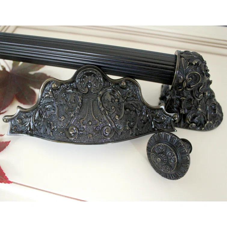 Dark Brass Ornate Traditional Cup Pull with Mounting Hardware