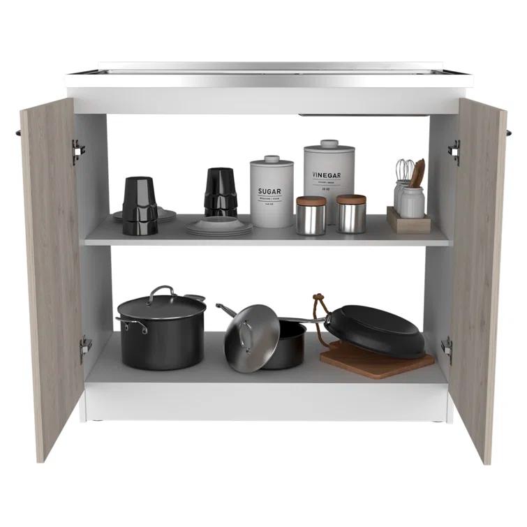 TUHOME Napoles Utility Sink Cabinet With Integrated Steel Sink