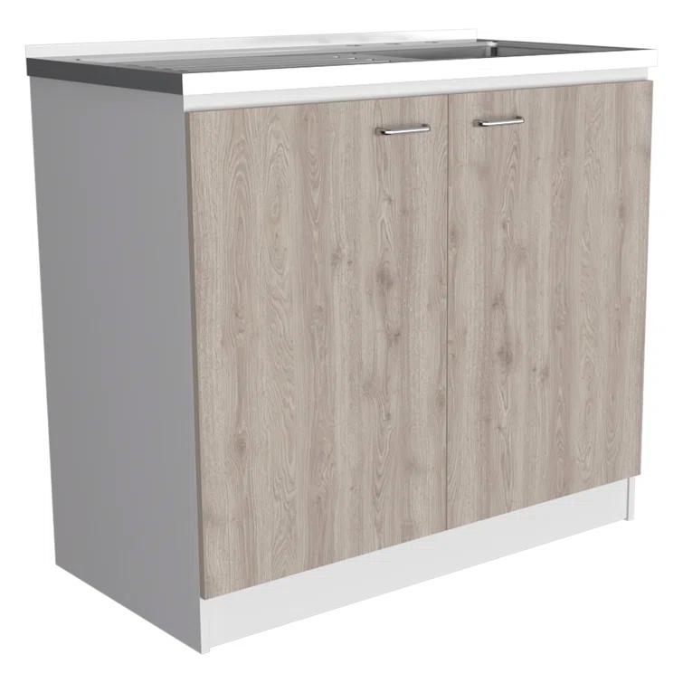 TUHOME Napoles Utility Sink Cabinet With Integrated Steel Sink