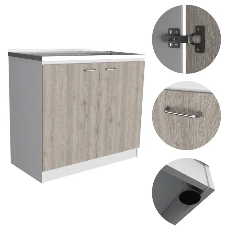 TUHOME Napoles Utility Sink Cabinet With Integrated Steel Sink
