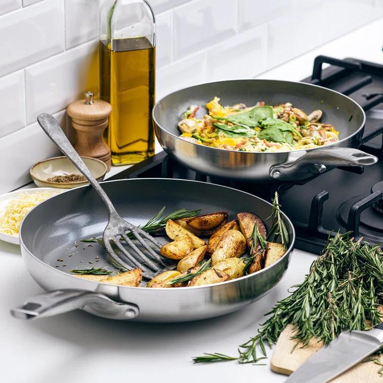 GreenPan Chatham Healthy Ceramic Nonstick Stainless Steel 2 Piece Frying Pan Set