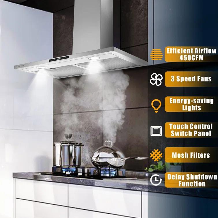 30" 450 CFM Convertible Wall Mount Range Hood in Stainless Steel