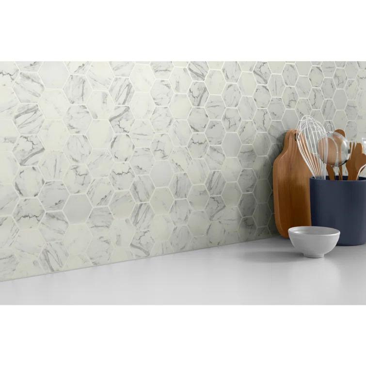 Echo™ Hex 3" x 3" Glass Mosaic Tile