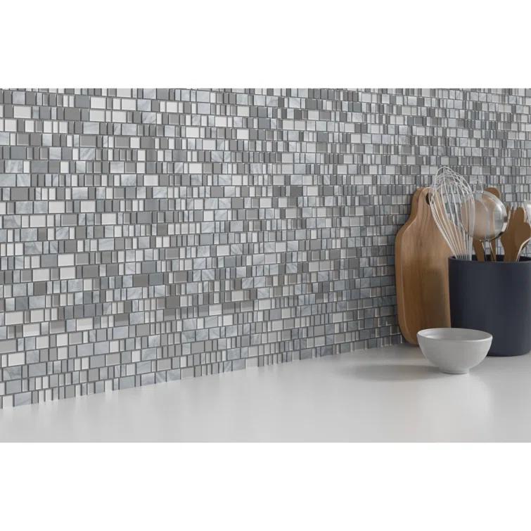Unique Stone and Glass Blend Epic 12.05 in. x 12.17 in. Glossy/Matte Glass Mosaic Tile - 1 Each (1.02 sq. ft.)