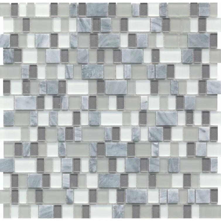 Unique Stone and Glass Blend Epic 12.05 in. x 12.17 in. Glossy/Matte Glass Mosaic Tile - 1 Each (1.02 sq. ft.)