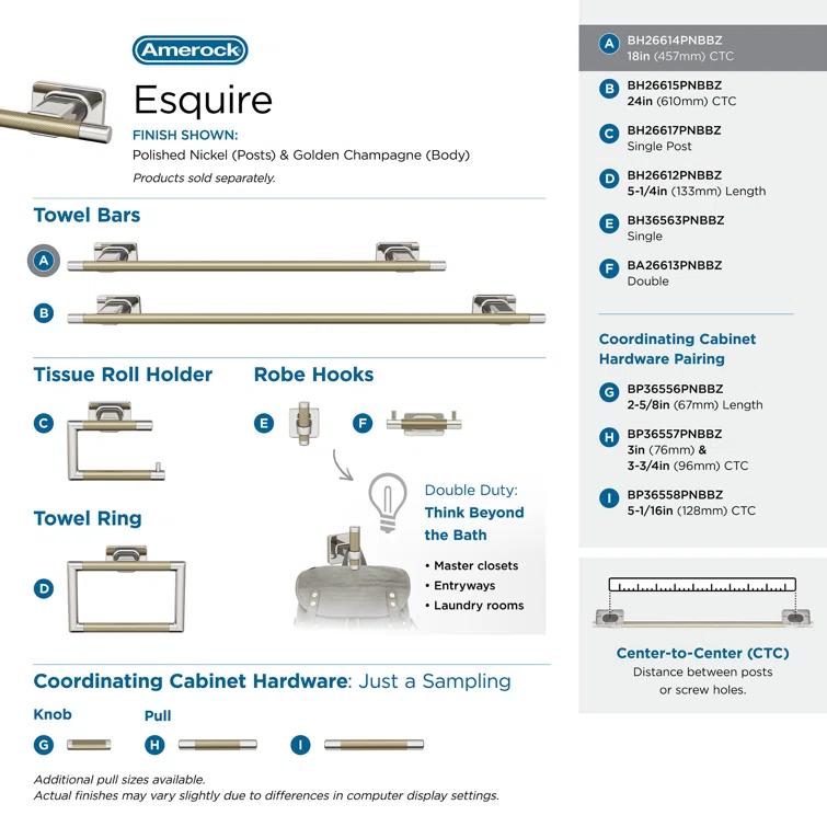 Esquire 22.68" Wall Mounted Towel Bar