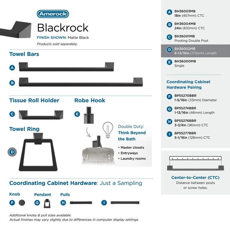 Amerock Blackrock Towel Ring BH36002MB