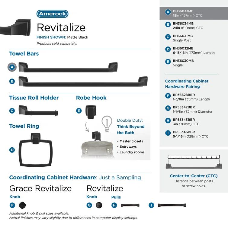 Revitalize 19.75" Wall Mounted Towel Bar