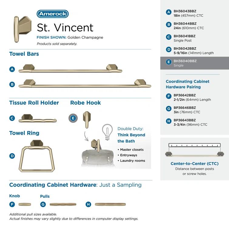 St. Vincent Wall Mounted Robe Hook