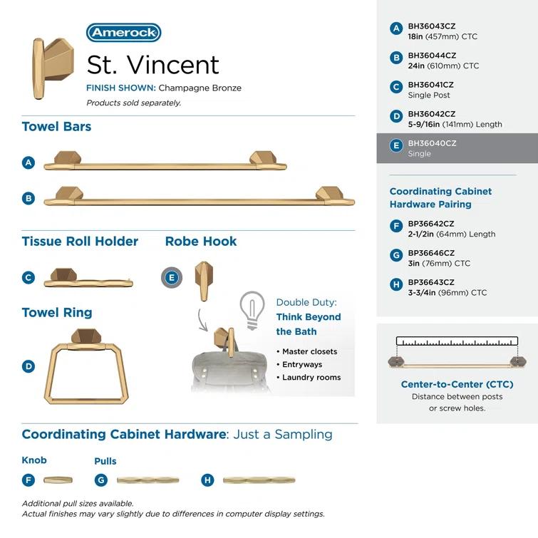 St. Vincent Wall Mounted Robe Hook