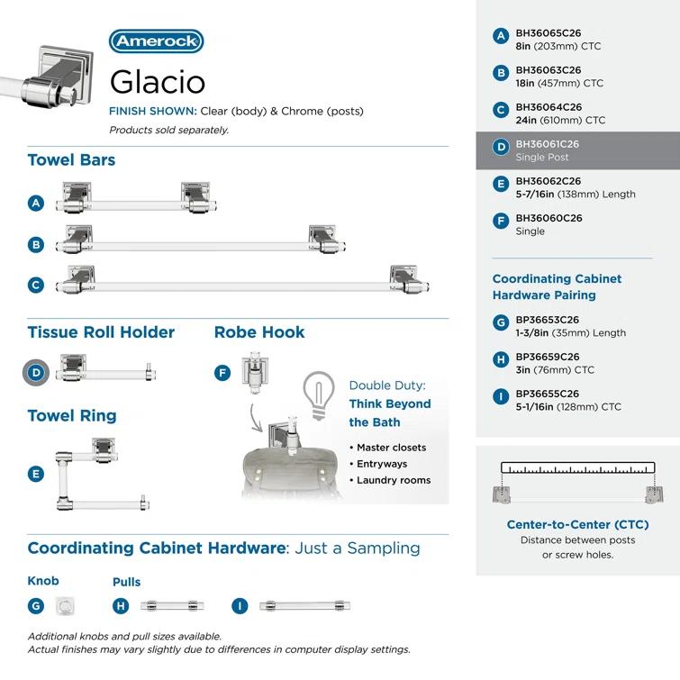 Amerock Glacio Wall Mount Toilet Paper Holder BH36061C26