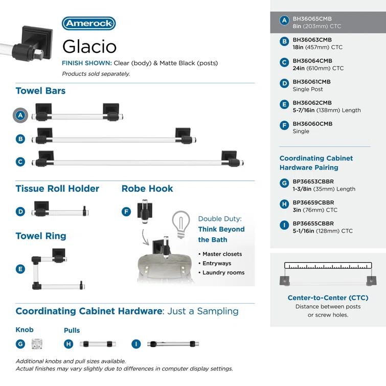 Glacio 10.25" Wall Mounted Towel Bar