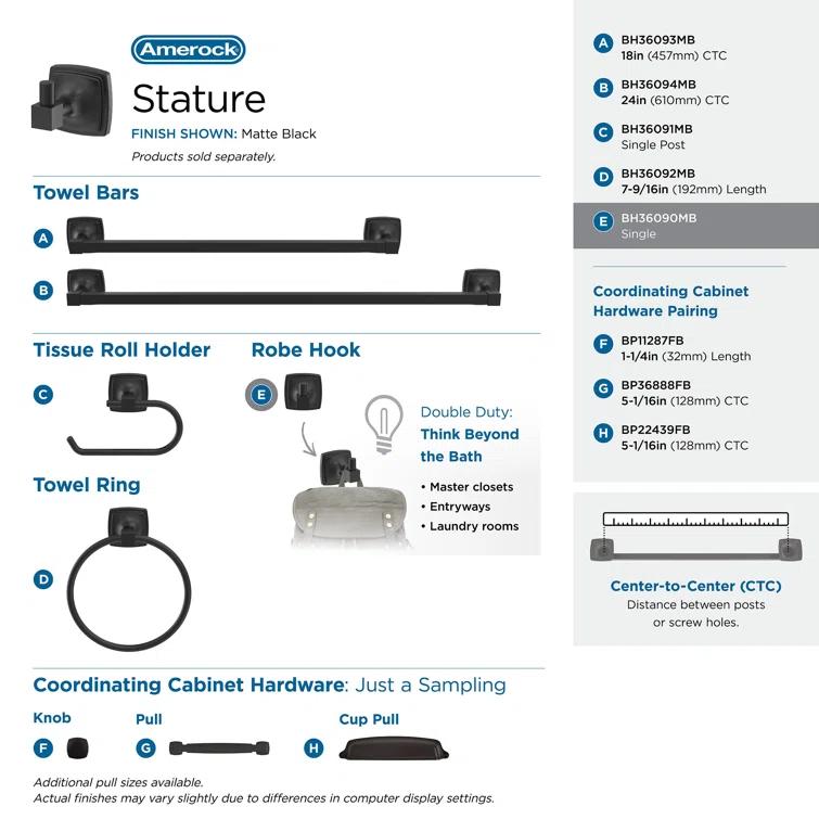 Stature Wall Mounted Robe Hook