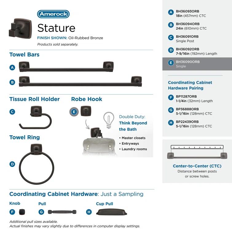 Stature Wall Mounted Robe Hook