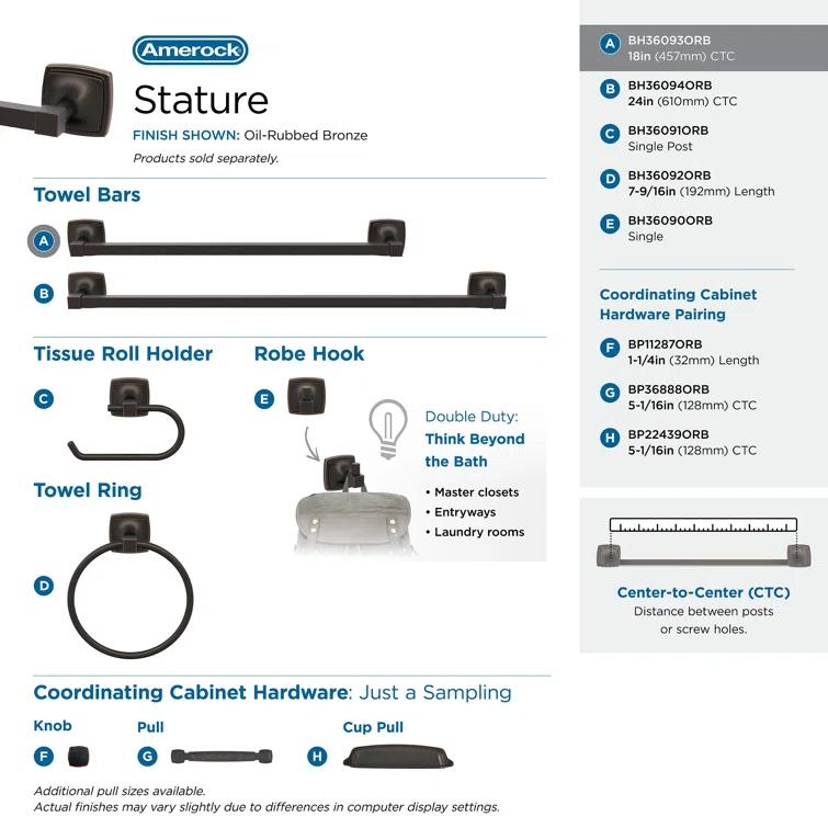 Stature 20.25" Wall Mounted Towel Bar