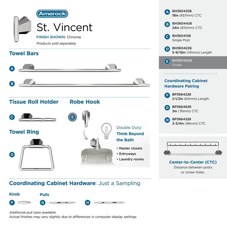 St. Vincent Wall Mounted Robe Hook