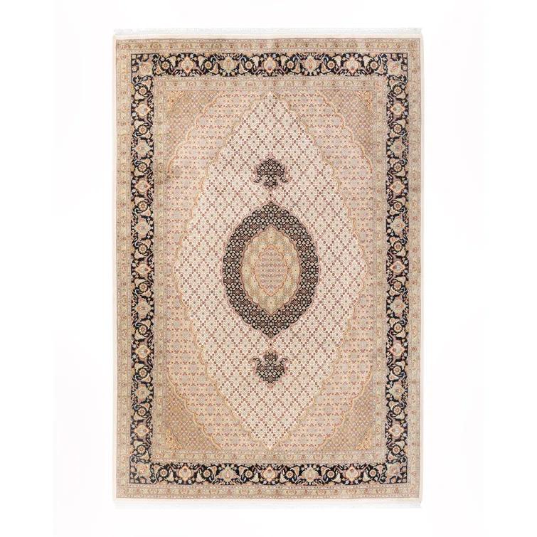 Hand-Knotted Ivory Wool Oriental 8' x 10' Area Rug
