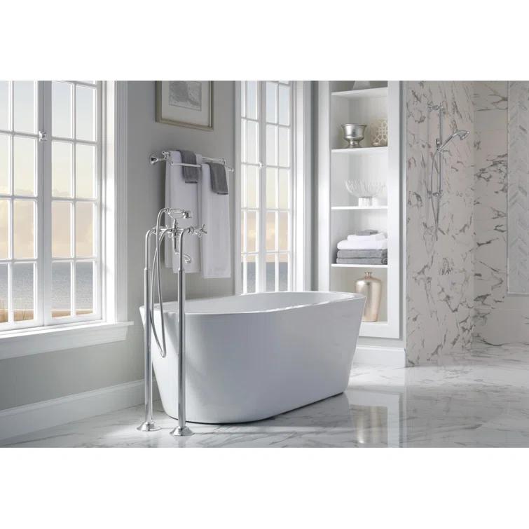 Polished Nickel Traditional Two-Handle Freestanding Tub Filler
