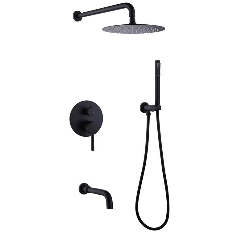 10 Inch Overhead Shower with 360° Rotatable Tub Spout Rough In Pressure Balance Valve Body