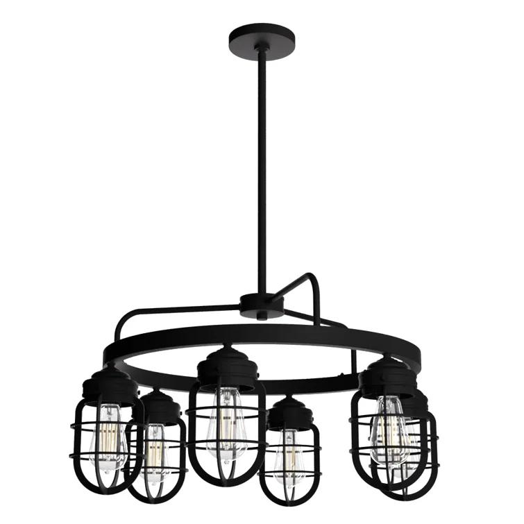Hunter Fan Starklake 6 - Light Unique / Statement Wagon Wheel Chandelier