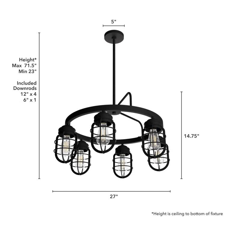 Hunter Fan Starklake 6 - Light Unique / Statement Wagon Wheel Chandelier