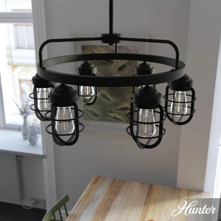 Hunter Fan Starklake 6 - Light Unique / Statement Wagon Wheel Chandelier