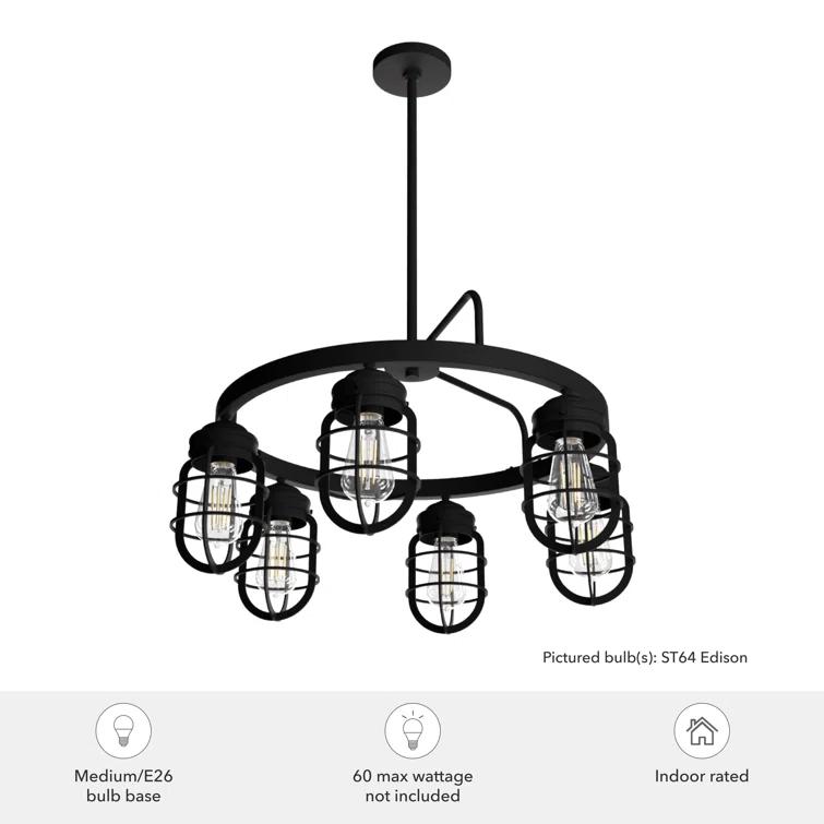 Hunter Fan Starklake 6 - Light Unique / Statement Wagon Wheel Chandelier