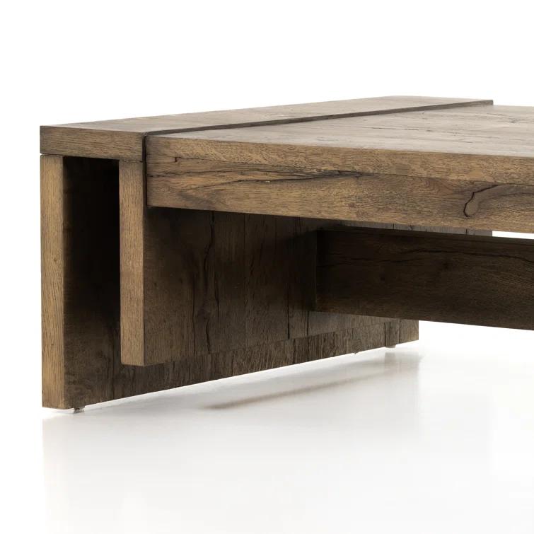 Rustic Fawn 60'' Rectangular Oak Veneer Coffee Table with Storage