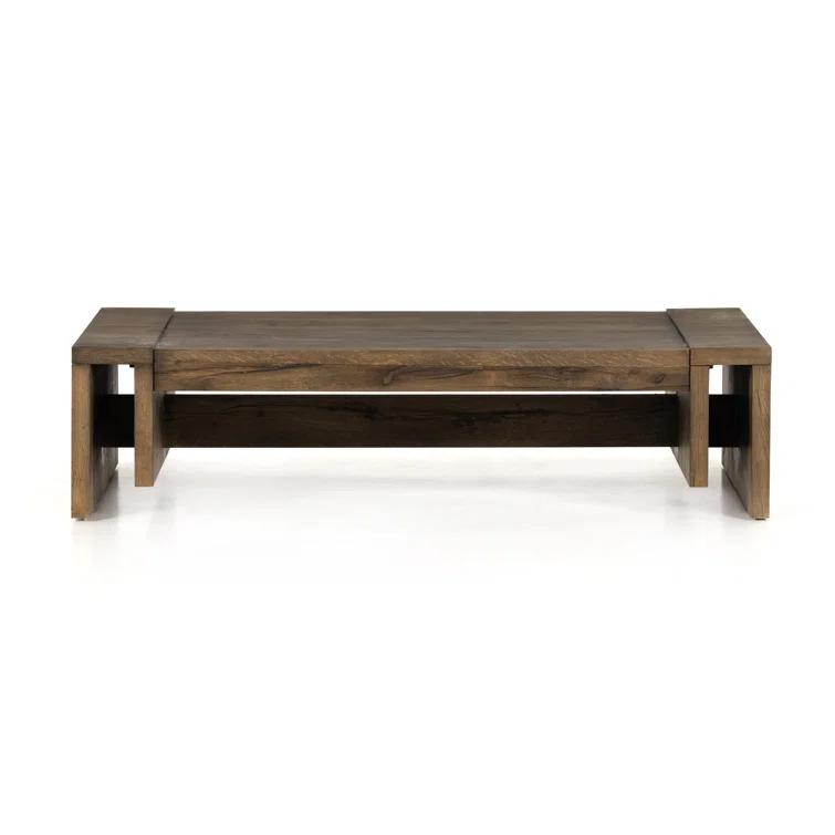 Rustic Fawn 60'' Rectangular Oak Veneer Coffee Table with Storage