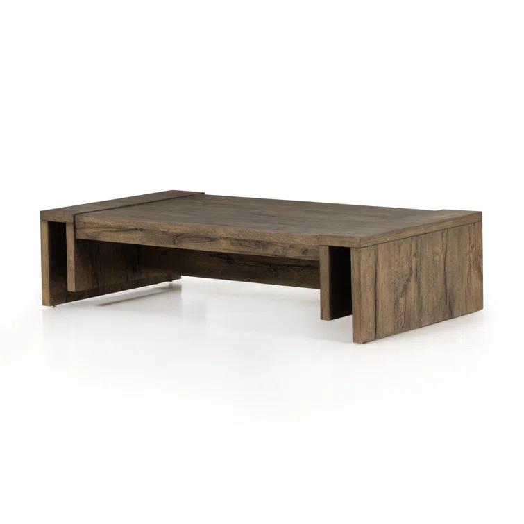 Rustic Fawn 60'' Rectangular Oak Veneer Coffee Table with Storage