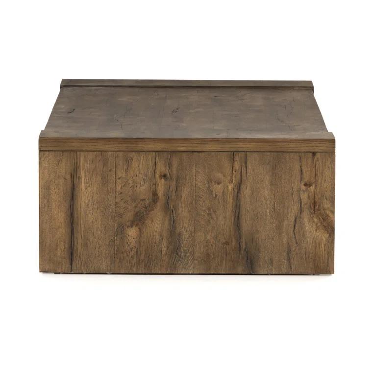 Rustic Fawn 60'' Rectangular Oak Veneer Coffee Table with Storage