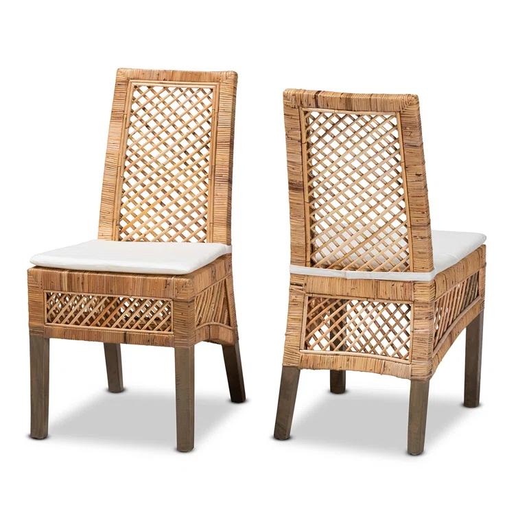 Bayou Breeze Argos Modern Bohemian Rattan Dining Chair (Set of 2)