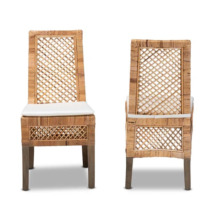 Bayou Breeze Argos Modern Bohemian Rattan Dining Chair (Set of 2)