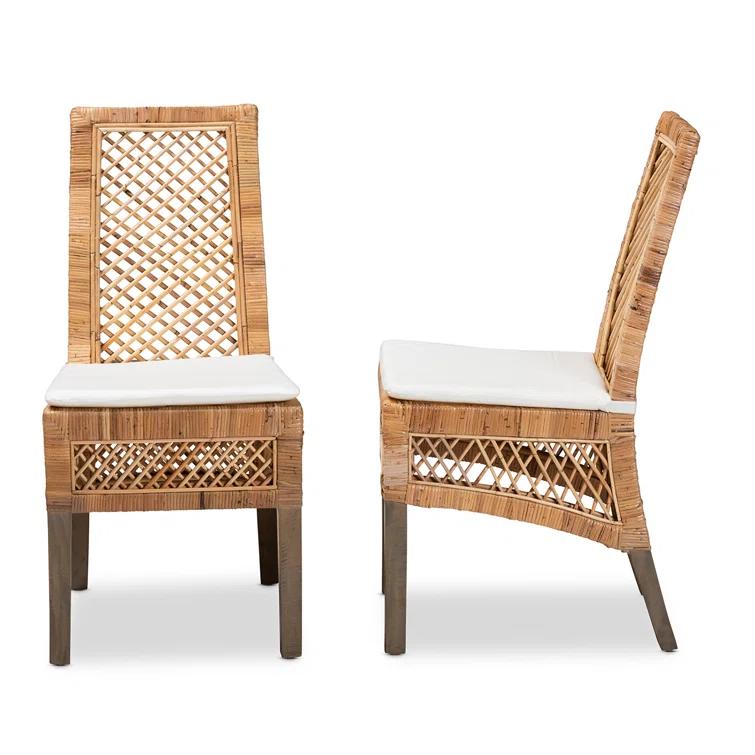 Bayou Breeze Argos Modern Bohemian Rattan Dining Chair (Set of 2)