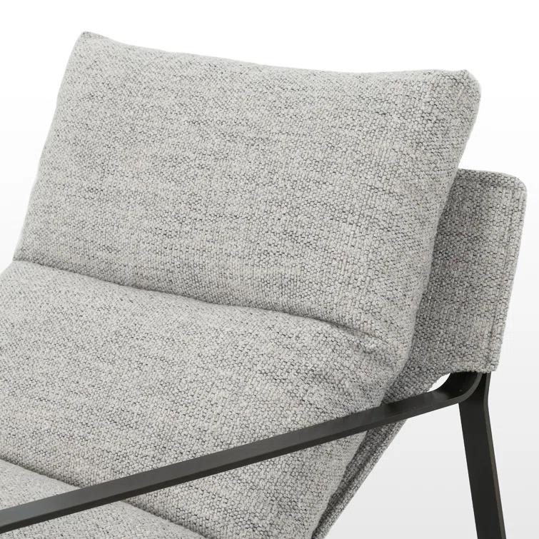 Light Grey Sling Armchair with Gunmetal Frame